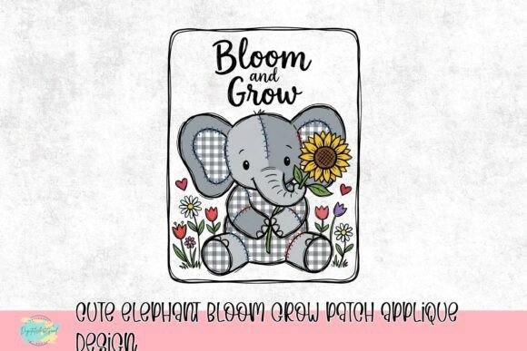 Cute Elephant Bloom & Grow Patch: A Designer's Appliqué Asset