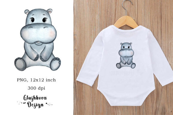 Cute Hippo PNG: Perfect for Baby Shirt Designs