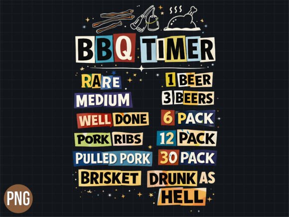 Funny BBQ Timer Beer Grill Design PNG