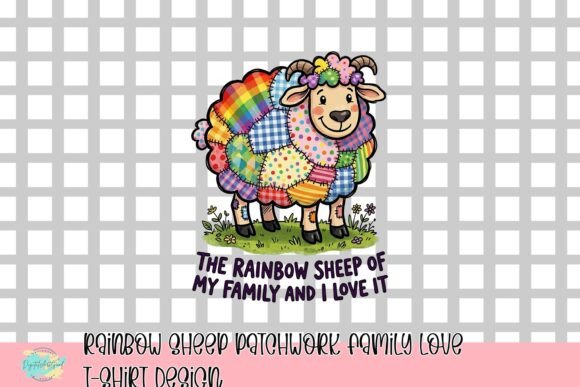 Rainbow Sheep Patchwork Family Love T-Shirt Design