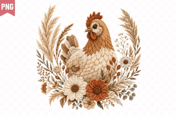 Rustic Hen Faux Yarn PNG Design: A Creative Asset