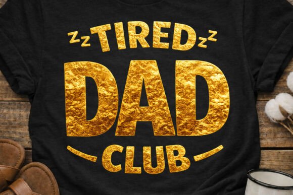 Tired Dad Club Foil PNG Design: A Designer's Asset