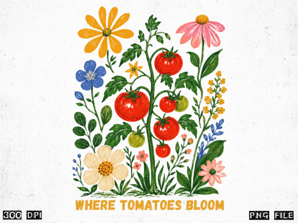 Tomatoes Garden Flowers PNG Design: A Fresh Creative Asset